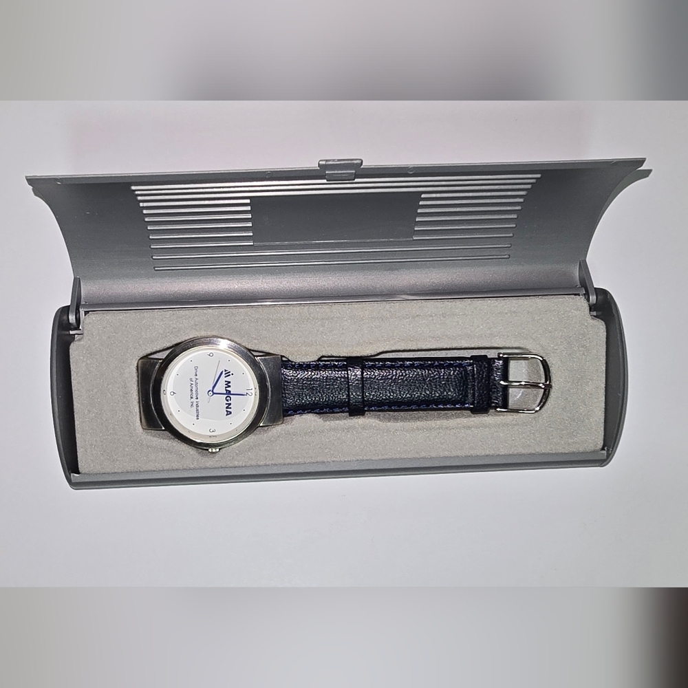 Magna Blue Dial Watch with Leather Strap